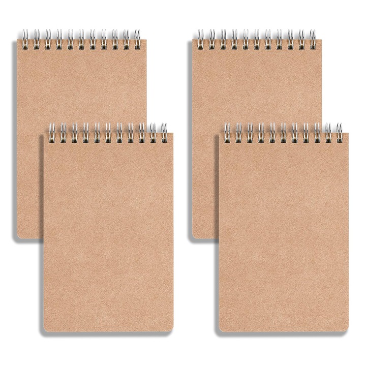 A6 spirális naplófüzetek 4 csomagos, vaskötéses jegyzetfüzetek, napló, 160 oldal / 80 oldal, kitöltetlen