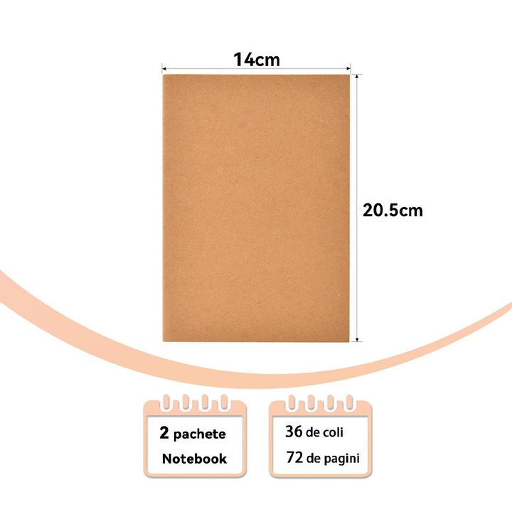 Тетрадка бележник 2бр. A5, Kraft корица Квадратни страници