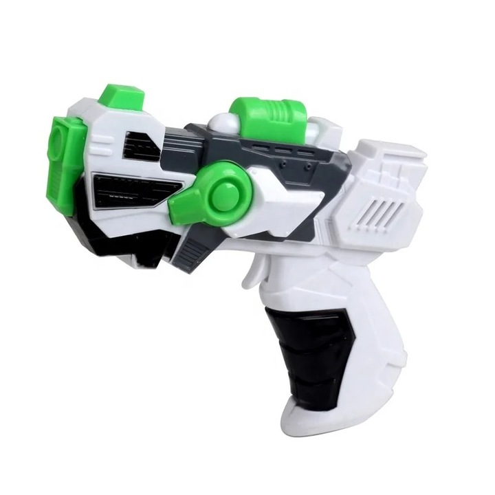 Jucarie Interactiva Pistol Spatial SG01 Verde, Model Luptator galaxie, Cu Luminite, 17 cm, Dalimag