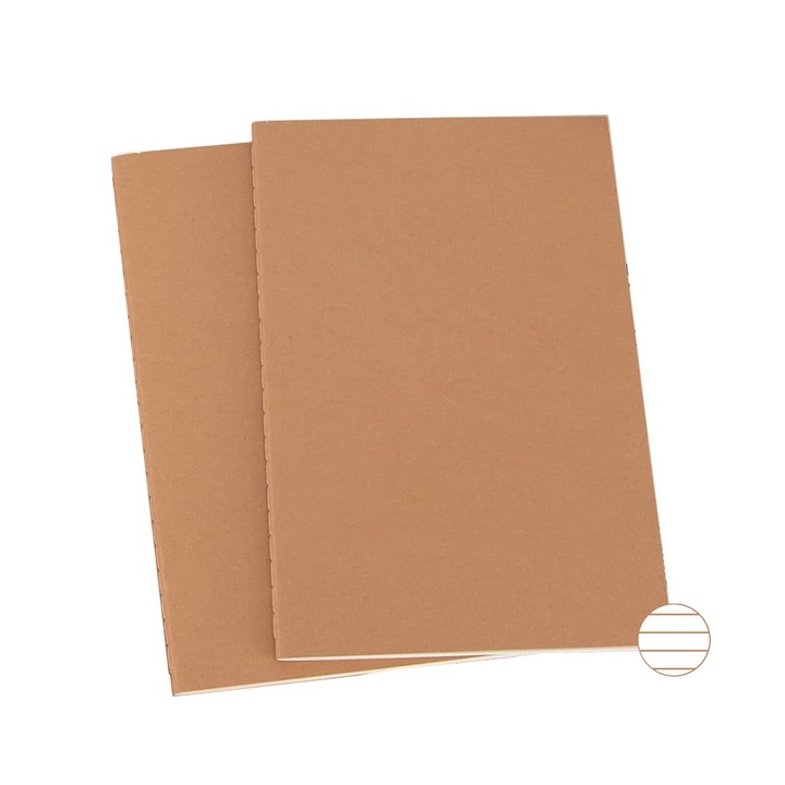 Vonalozott füzet, 2 db, A5, nátronpapír, barna