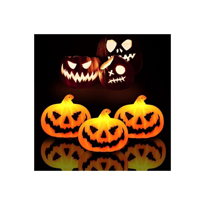 Set 3 dovlecI cu lumina LED, portocaliu, Sunshine