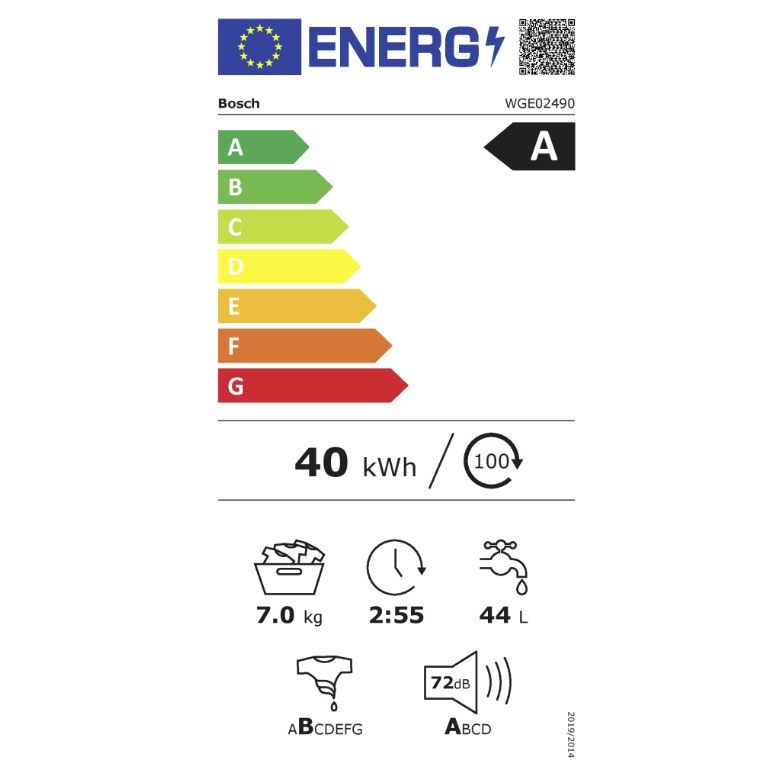 Masina de spalat rufe BOSCH WGE02490, 7 kg, A, 1400 U