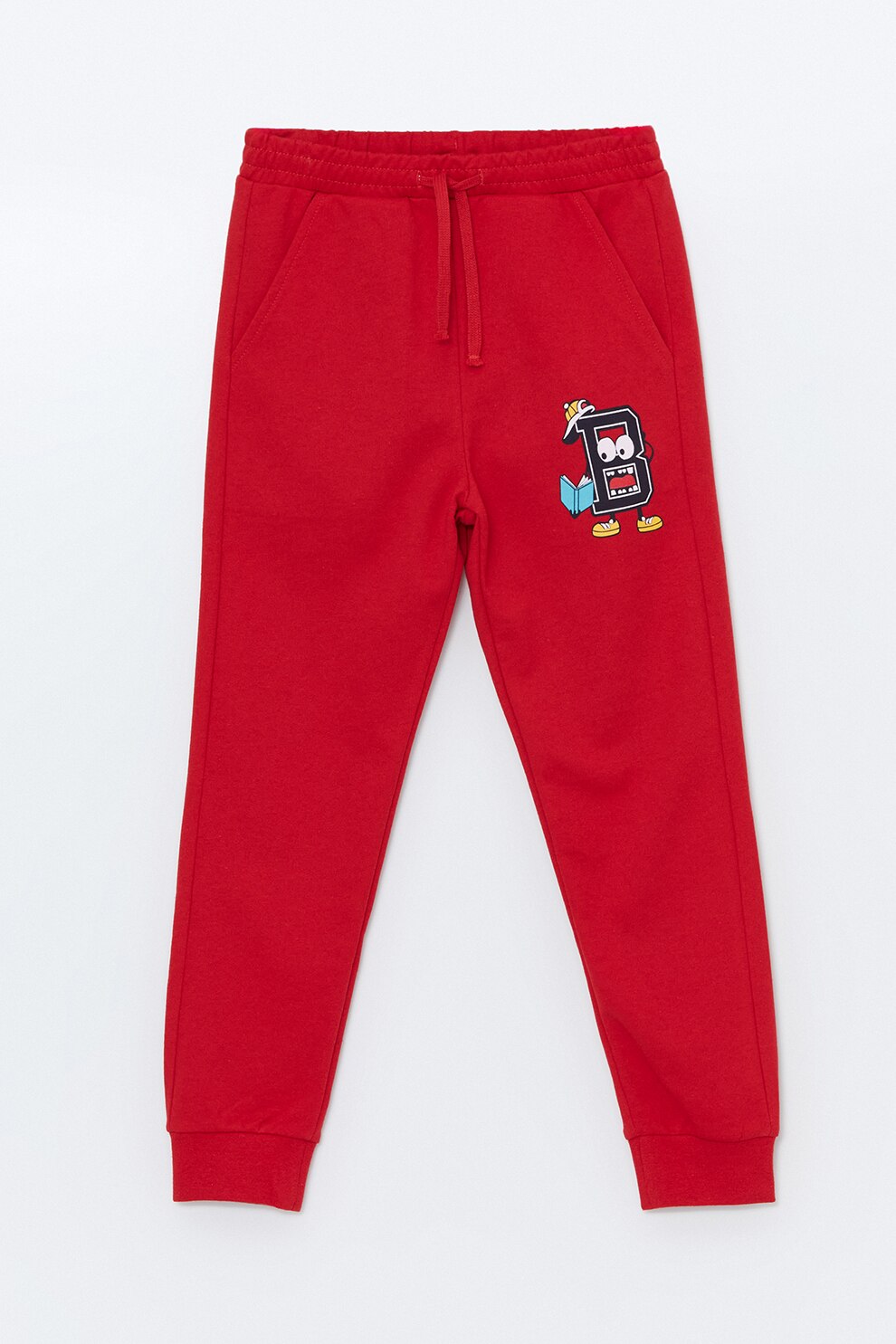 LC WAIKIKI, Pantaloni din amestec de bumbac cu desen, Rosu, 140