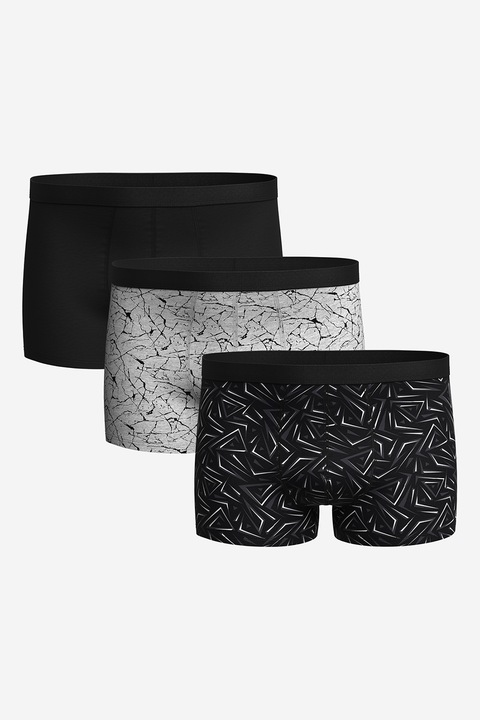 LC WAIKIKI, Set de boxeri cu model - 3 perechi, Negru/Gri melange, 2XL