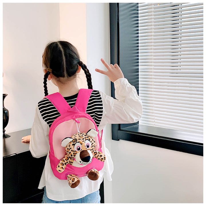 Gyerek hátizsák kivehető babával, RUIOMII, rózsaszín, 5x30x7cm, nylon, vízálló