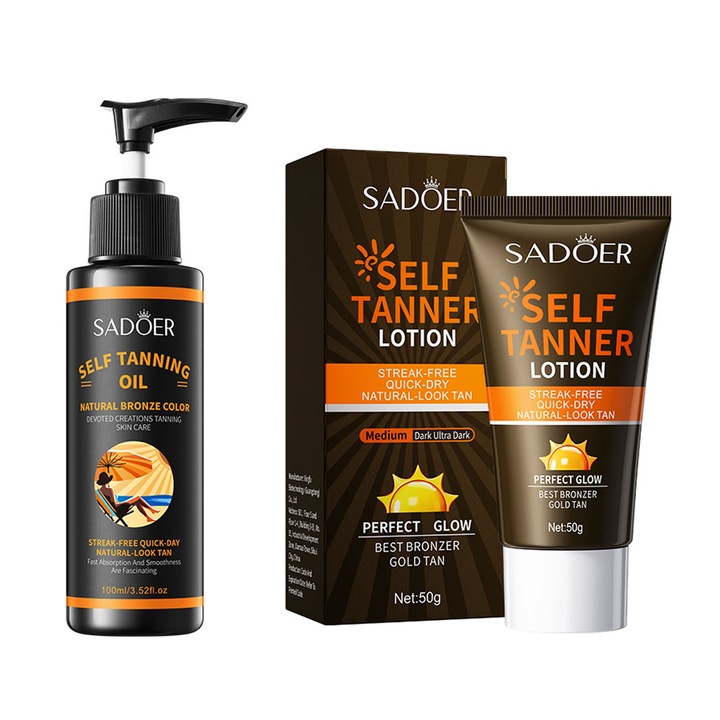 Комплект от 2 броя Хидратиращо мляко за самобронзант за лице и тяло, Hggzeg, Хавайско тропическо масло за тен, Лесно за употреба, За лице и тяло, 50 г, 100 мл