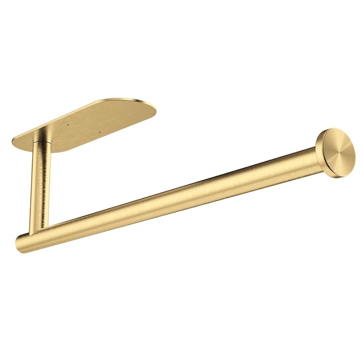 Suport pentru prosoape de hartie, SINBINTA, Suport rola de hartie, Cu montaj autoadeziv sau prin insurubare, Rezistent si durabil, Are o capacitate buna de incarcare si lipiciitate, Pentru bucatarie, baie, Otel inoxidabil, 33*8cm, Auriu