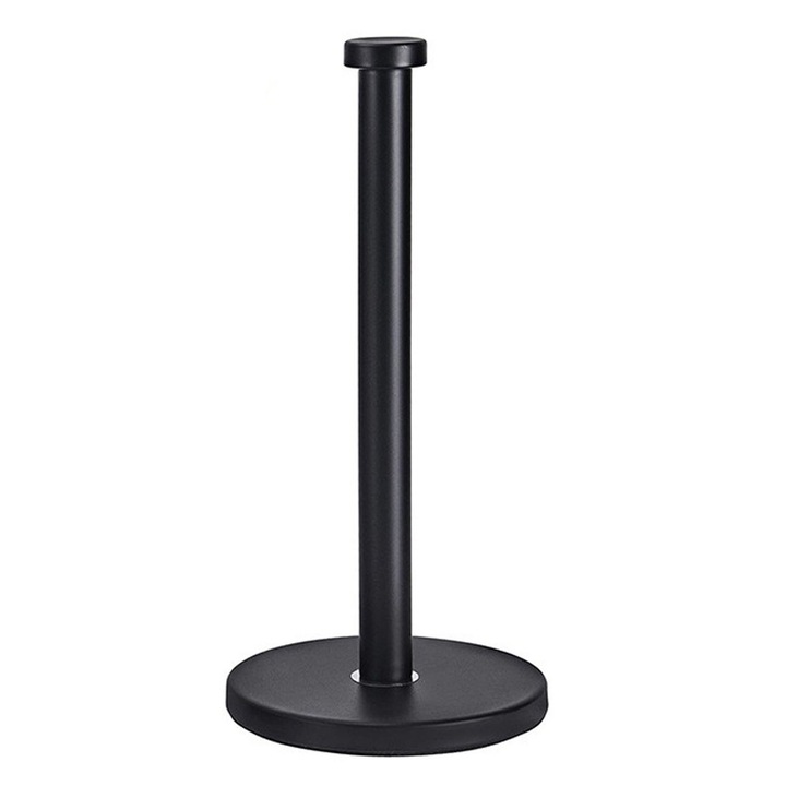 Suport pentru prosoape de hartie, SINBINTA, Organizator role, Cu baza ponderata, Are o capacitate buna de incarcare, Rezistent si durabil, Usor de instalat si utilizat, Pentru bucatarie, baie, Inox, 34*15cm, Negru