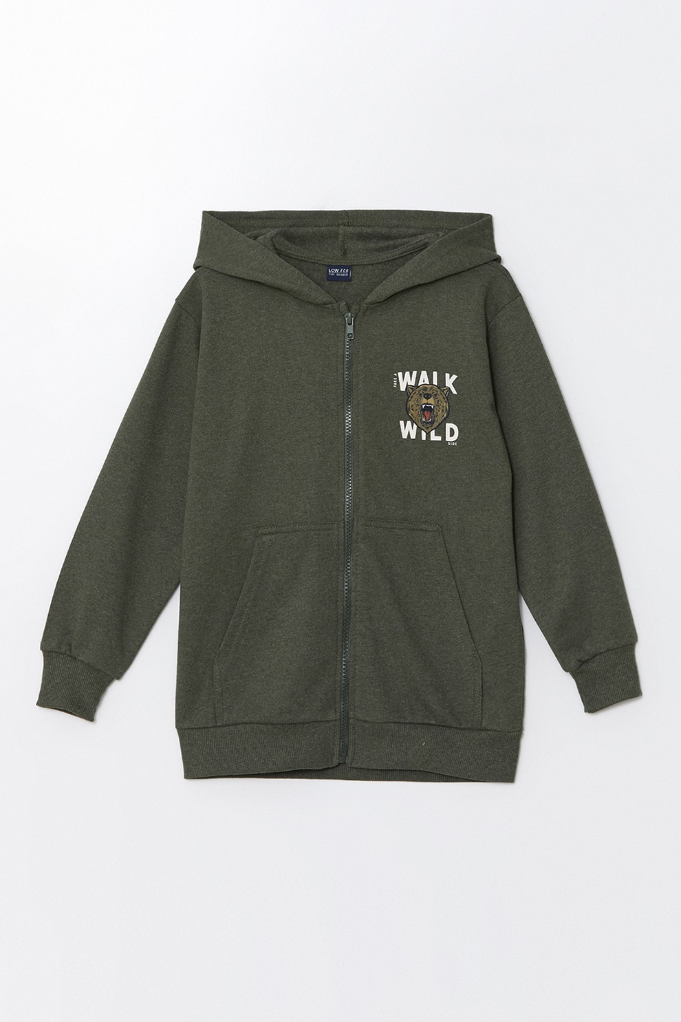 akyです。 LC WAIKIKI, Hanorac cu fermoar si imprimeu cu tigru, Verde