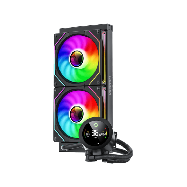 Cooler Procesor Gamemax Iceburg 240 Digital, Negru, Compatibil Intel / AMD, racire lichid, iluminare ARGB, display pompa