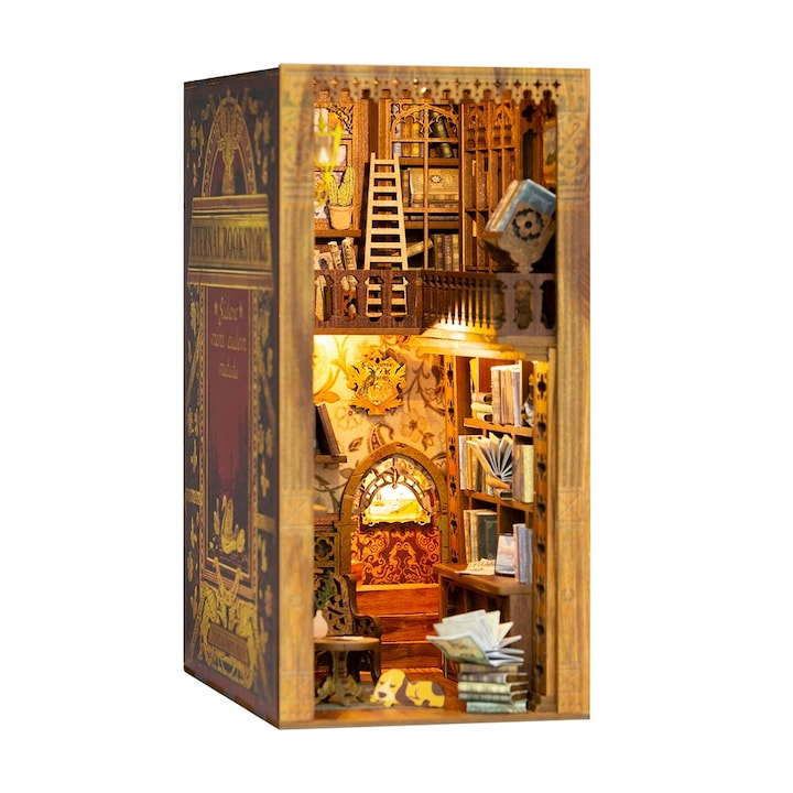 3D puzzle szett, DIY, örök könyvtár, Cutebee, LED világítással, 172 darab, 14 év felett