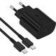 Incarcator Fast Charge, 25 W, compatibil cu Samsung S10, S20, S20 Ultra, S21 FE, S21, S22, S22 Plus, S23, S23 Plus, Note 10, Note 20, si Cablu de date fast charge 1m Tip C, Negru