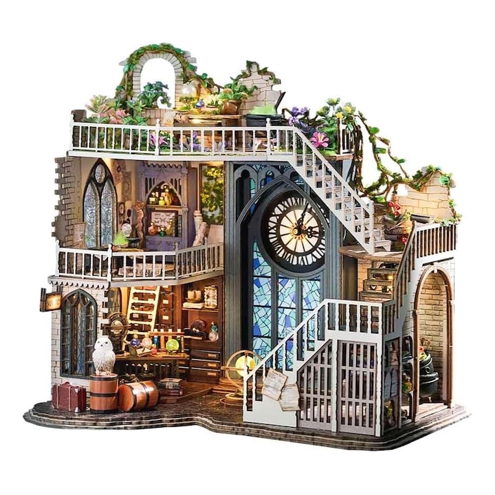 3D Puzzle DIY Bookend Magic House, Cutebee, LED világítással