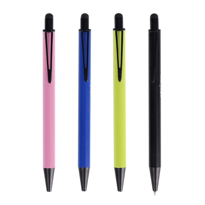 Комплект 4 гел химикалки, Strigo, MODERN, Touchscreen, синьо мастило, 0.7mm