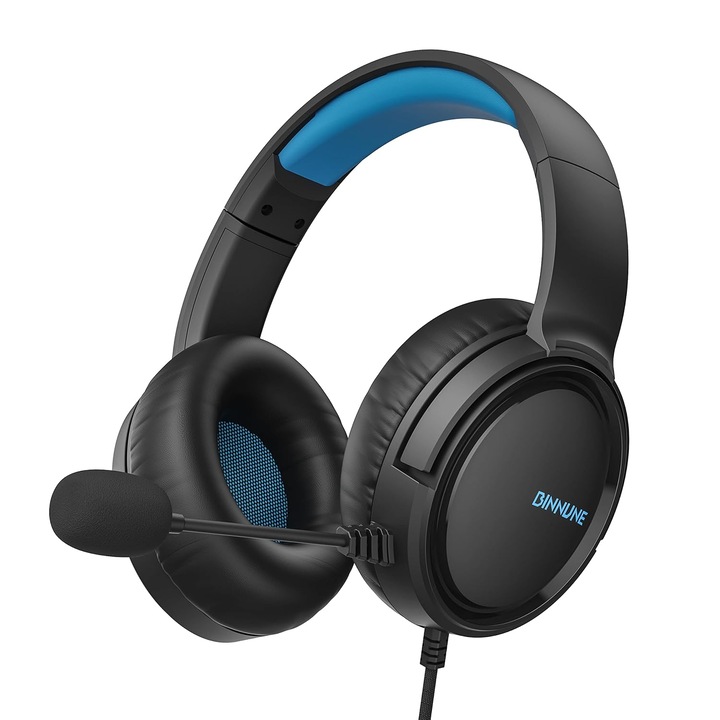 Геймърски слушалки, 7.1 surround HD, микрофон с шумопотискане, контрол на силата на звука, 50 мм високоговорител, 97dB, ергономичен дизайн, мултиплатформени, синьо/черно