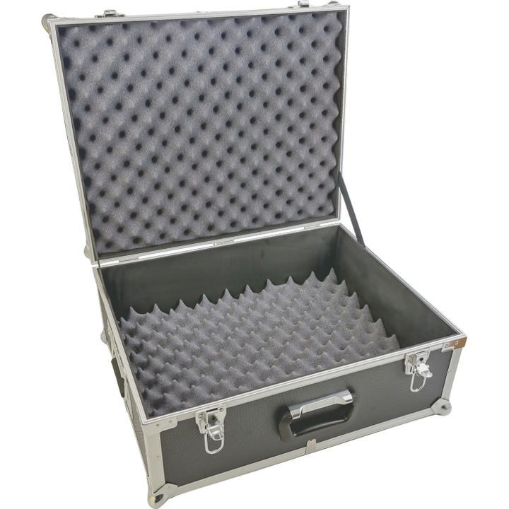 Valiza aluminiu cu 2 placi spuma, 520x410x220 mm, neagra