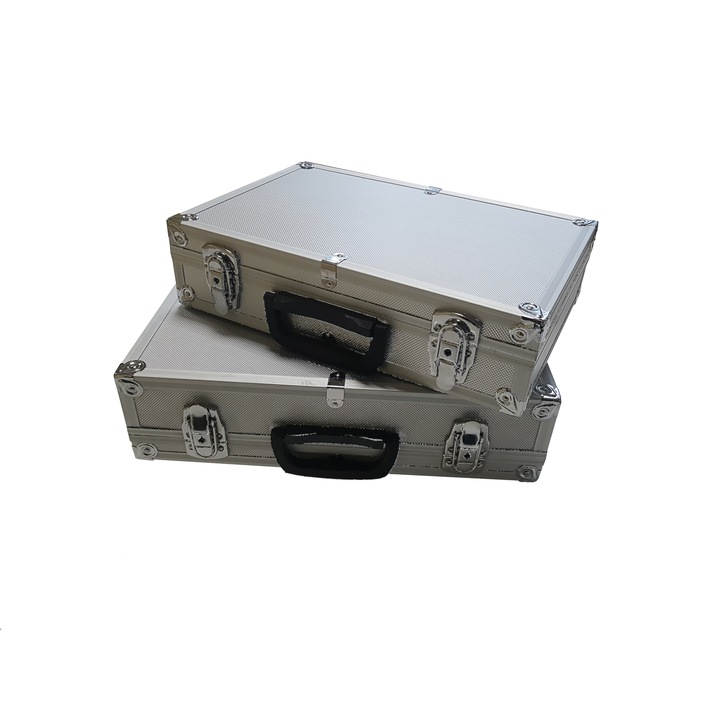 Set 2 valize aluminiu, 430x310x115 mm si 400x290x105 mm, inchidere cu lacat, colturi intarite, Wist24
