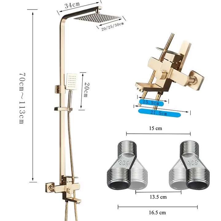 Set robinet de dus, Auriu