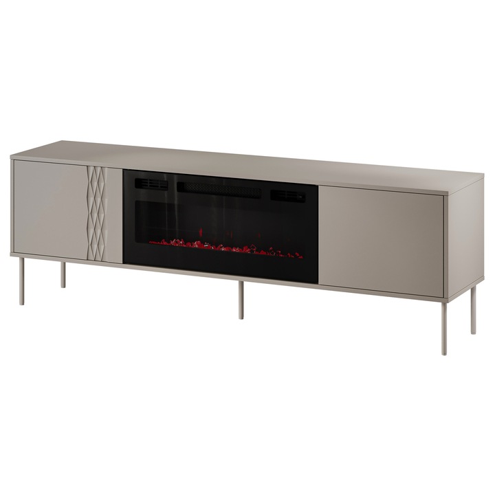 Comoda TV cu semineu Firtus 180 EF, MIRJAN24, bej, 40x180x55 cm