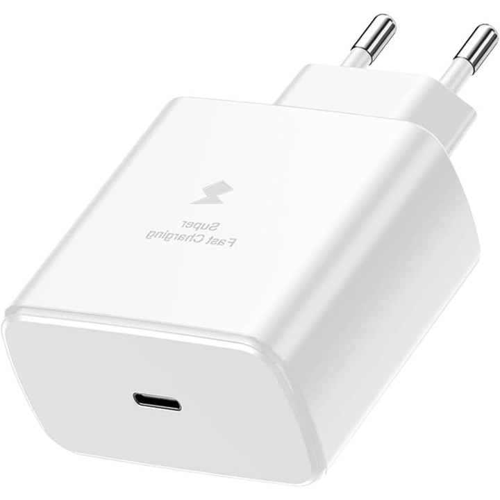 Зарядно за бързо зареждане, 45 W, съвместимо със Samsung S10, S20, S20 Ultra, S21 FE, S21, S22, S22 Plus, S23, S23 Plus, Note 10, Note 20, Type C White