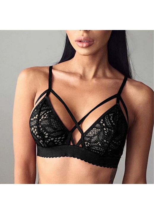 Sutien dama, Poliester/Elastan, Negru, M