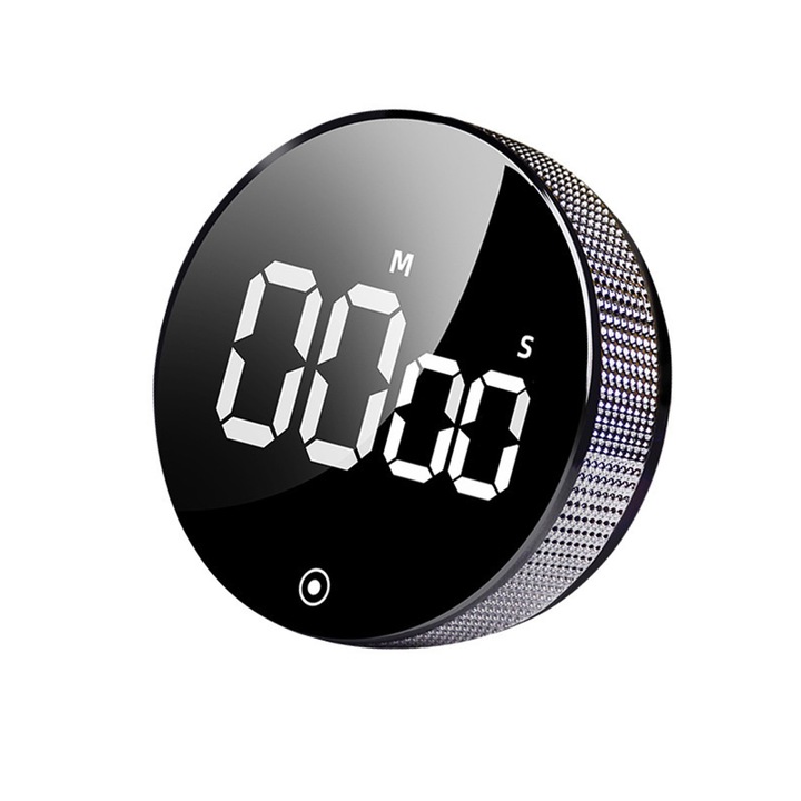 Digitális stopperóra, Axroad Mall, Erős mágnes, Univerzális használat, Forgatható, Hangerőszabályzó, LCD kijelző, Elemmel működik, Működési tartomány 0-99 perc, Fel/Le visszaszámlálás, ABS, Ezüst