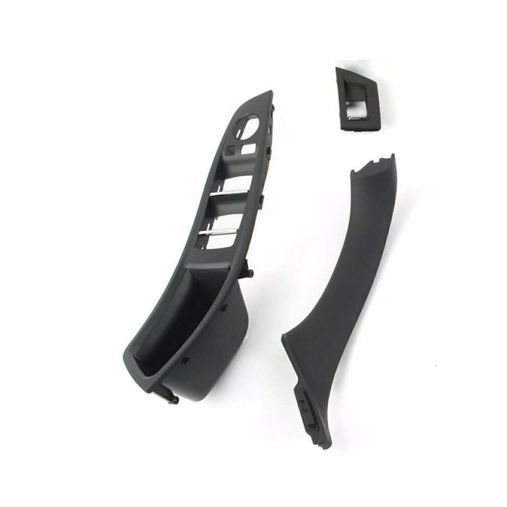 Set manere interioare portiere fata + ornament buton geam, dedicate BMW seria 5 F10 F11 F18 - Negru