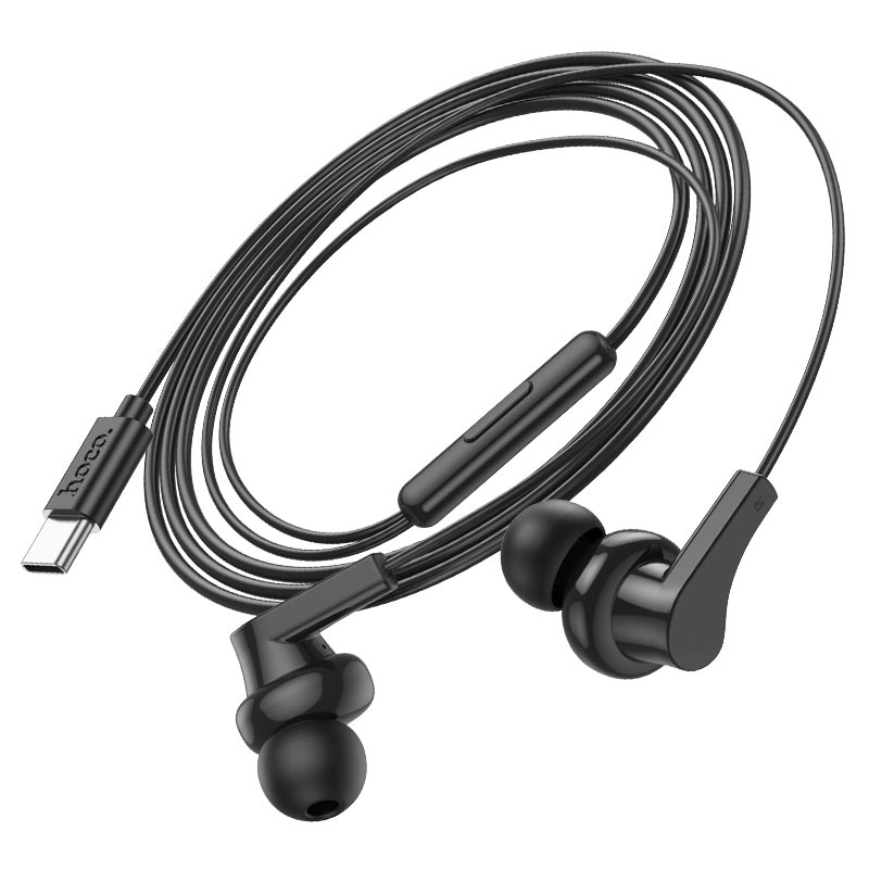 Casti Hoco M114 Jia, Cablu Type-C 1.2m, Compatibile iPhone 15/16 si Android, Microfon si Control volum, Negru