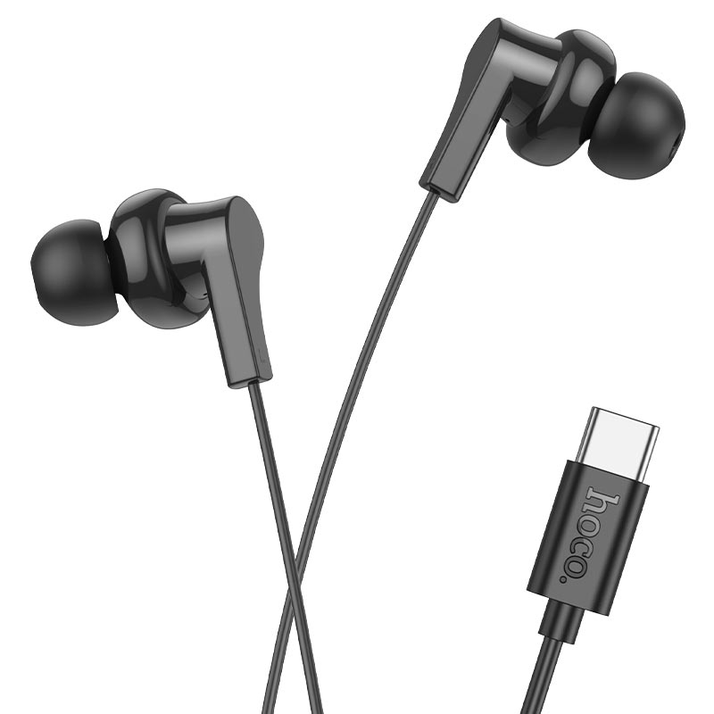 Casti Hoco M114 Jia, Cablu Type-C 1.2m, Compatibile iPhone 15/16 si Android, Microfon si Control volum, Negru