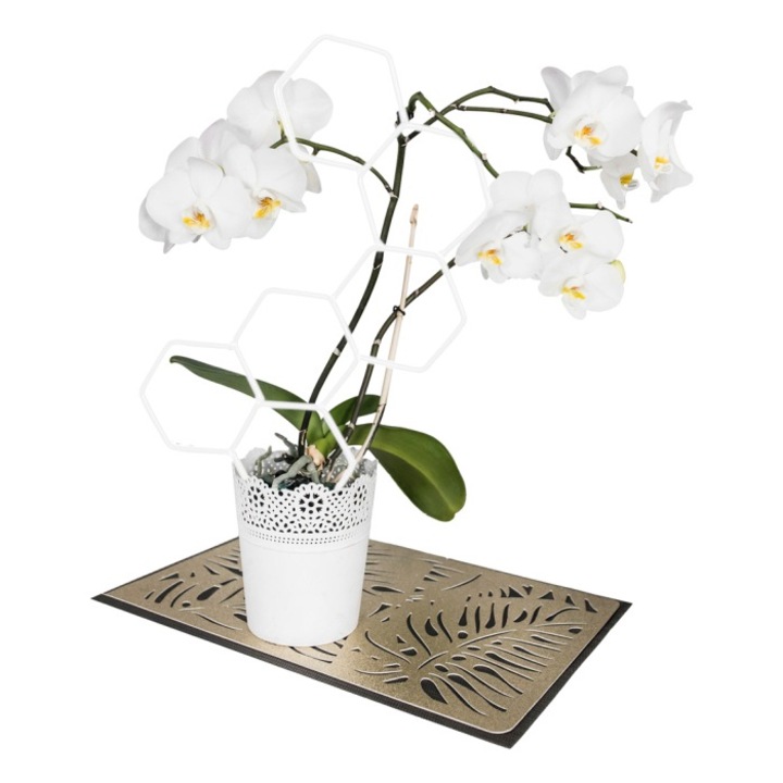 Virágtartó. Cserepes növények támogatása. Fém tartó - fehér