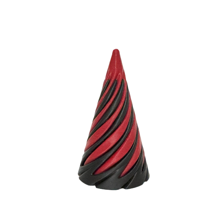 Jucarie 3D Helix Impossible Passthrough Cone, negru cu rosu, antistres, 7cm