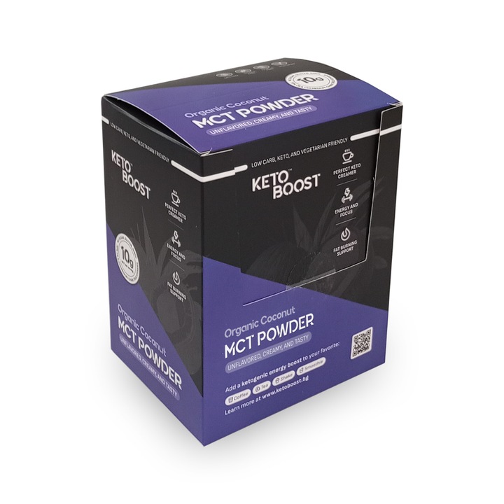 Supliment alimentar KetoBoost Organic Cocos MCT Pudra Cutie, Plic, Cutie 10x16g