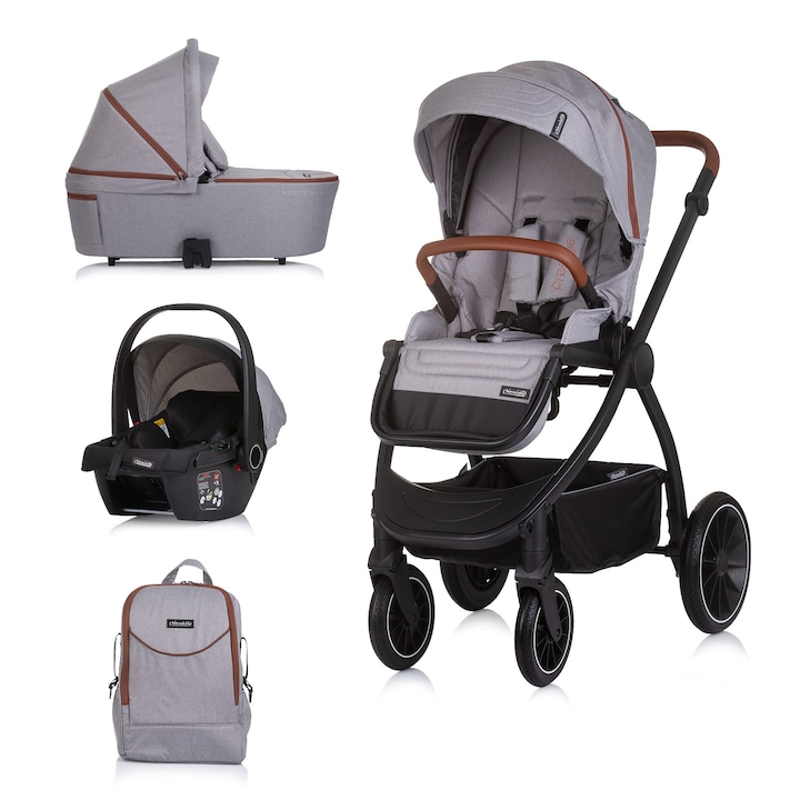 Детска количка 3 в1 Chipolino Престиж, Облачно сиво