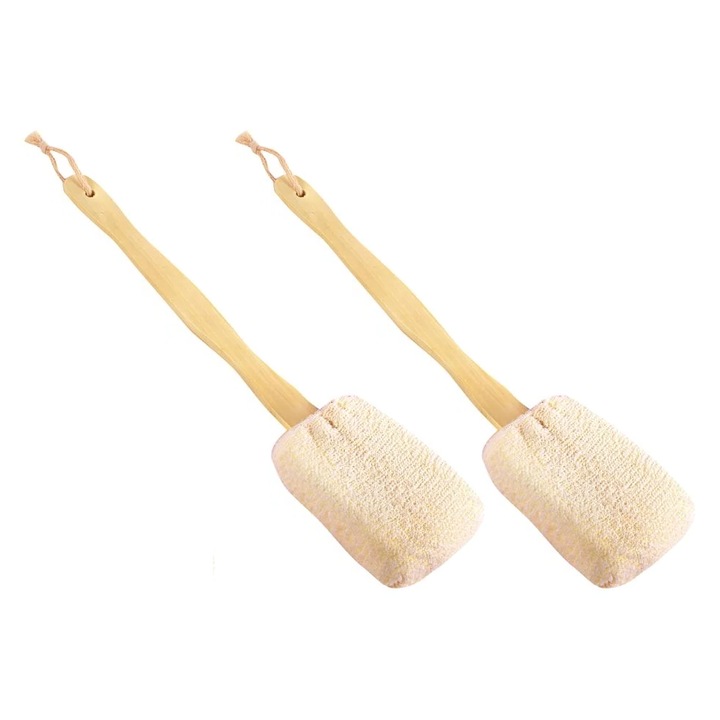 Комплект четка за гръб, Бамбук, Дръжка 40 см, 8x12 см, 2 броя