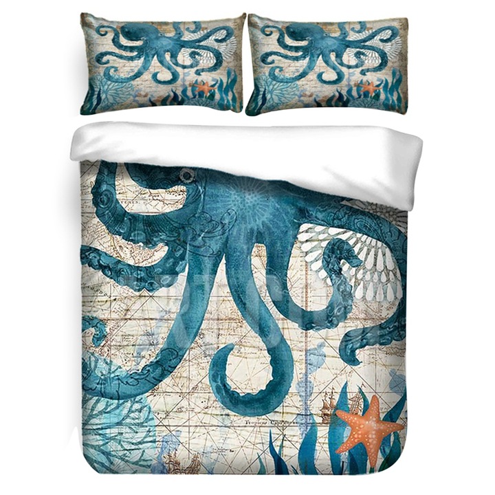 Ágyneműhuzat garnitúra, 3 részes, Jormftte, 3D nyomtatott, poliészter, többszínű