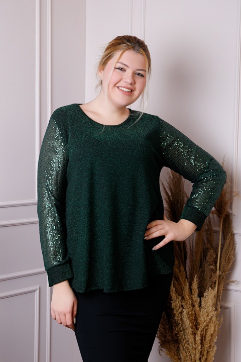 Блуза Chloe с пайети и конци lame - зелена, One Size INTL