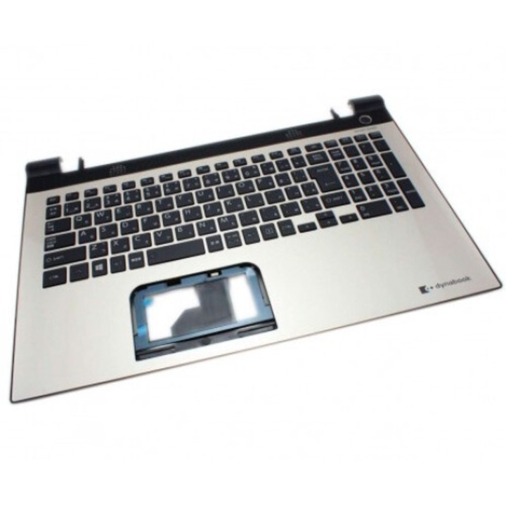 Tastatura pentru Toshiba Neagra A000295230 cu Palmrest Argintiu, A000296140 cu Palmrest Argintiu, EABLI018A1M cu Palmrest Argintiu