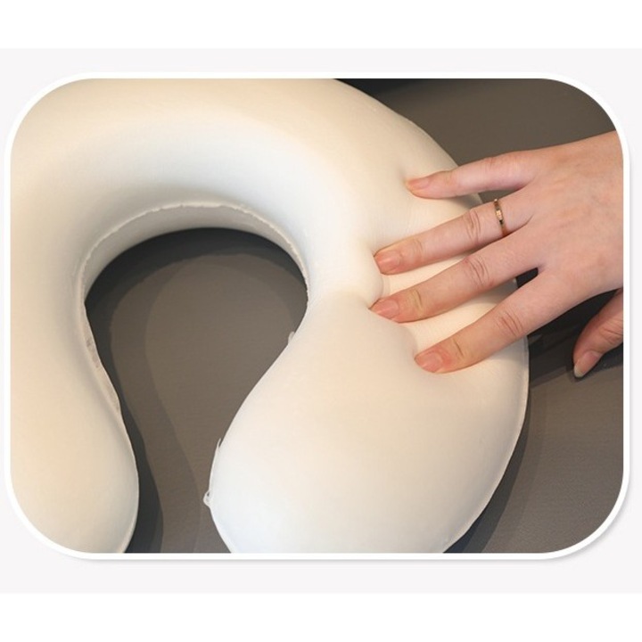 Perna de Calatorie in Forma de U, Southern Sky, Pentru Gat si Cap, Umplutura din Spuma cu Memorie, 30x30 cm, Model Leu, Accesoriu de Voiaj, Birou, Masina, Sistem Prindere Capse, Maro - calitate superioara