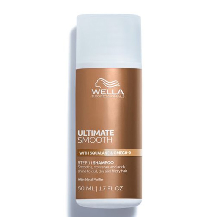 Sampon hidratant pentru par uscat si lipsit de stralucire cu Squalane & Omega 9 Wella Professionals Ultimate Smooth cu efect anti-electrizare, 50 ml