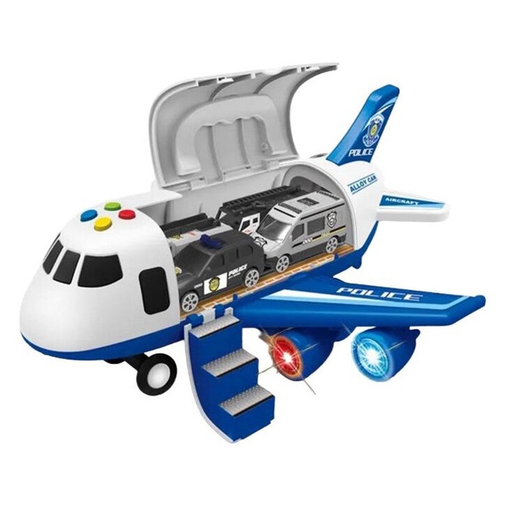 Avion interactiv WOOPIE, set cu 3 vehicule, functie de aburi, efecte sonore si luminoase, multicolor, 3 ani+