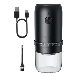 Rasnita de Cafea Electrica, Rqiurpn, 5 setari macinare, Granulatie macinare reglabila, 1800MAH, Incarcare Type-C, cu perie curata, Negru
