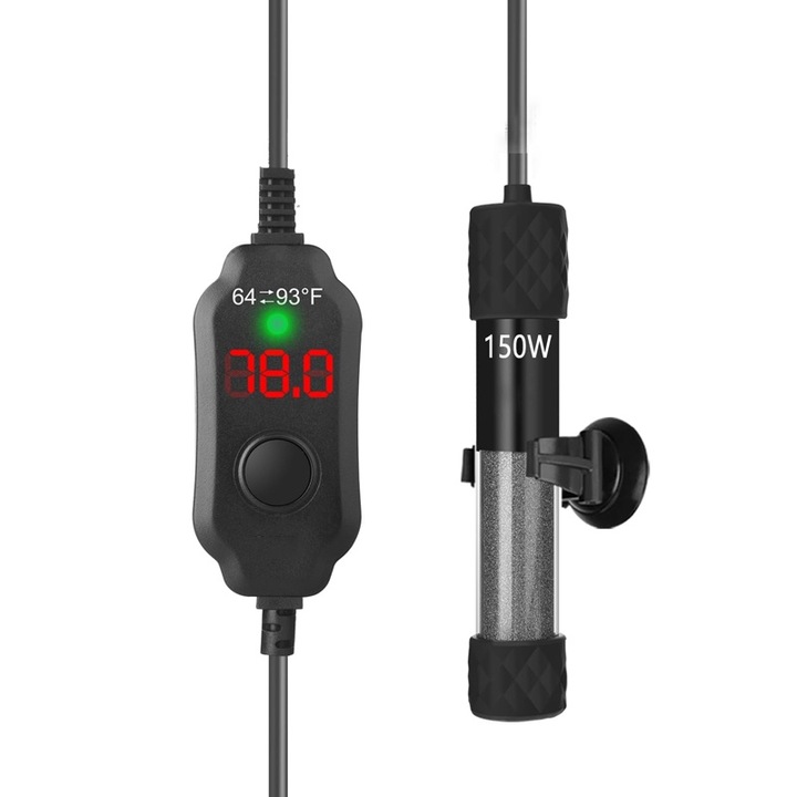 Нагревател за аквариум Rqiurpn, 150W, компактен, прецизен контрол на температурата, 10л