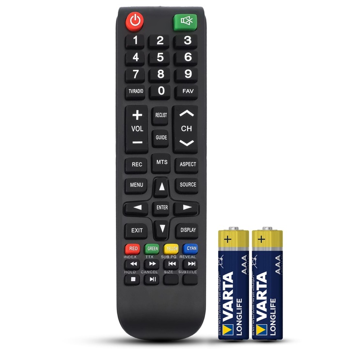 Telecomanda compatibila Tesla, 24E311BH, 32E325BH, TEMIX®, neagra, baterii incluse