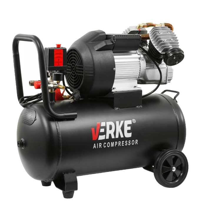 Compresor de aer cu 2 cilindri, 3CP 230V 250 L/min 8 bari, capacitate rezervor 50 litri, Verke