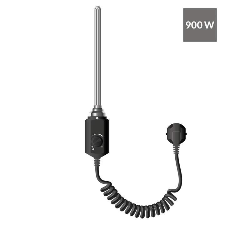 Нагревателен елемент за радиатор LuxeBath 900W, черен, стоманен, електронен, функция защита от замръзване
