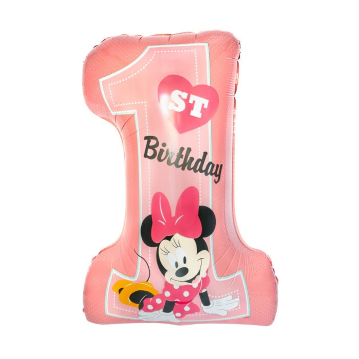 Фолиев балон Disney Minnie Pink Първи рожден ден 71см