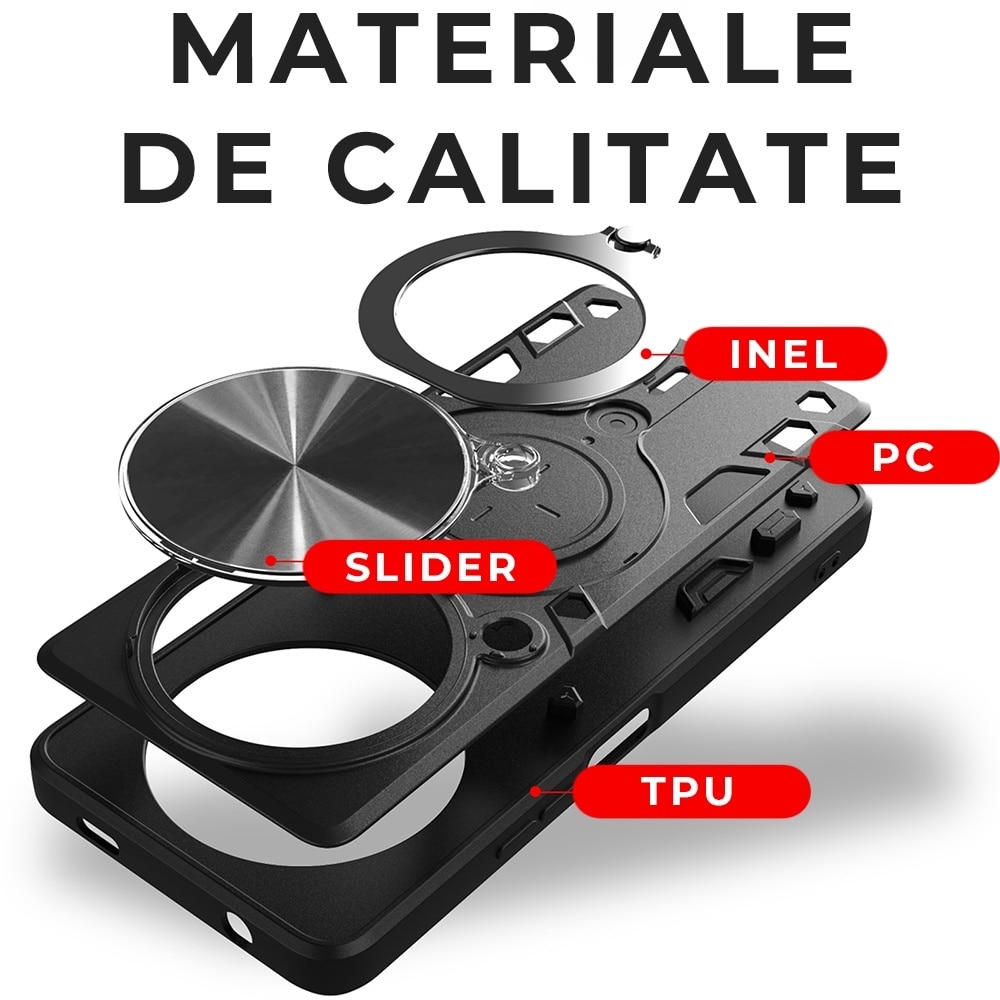 Husa pentru Honor Magic 7 Lite, CamGuard Pro Kickstand, Slider Camera, Antisoc, Protectie Superioara, Mov