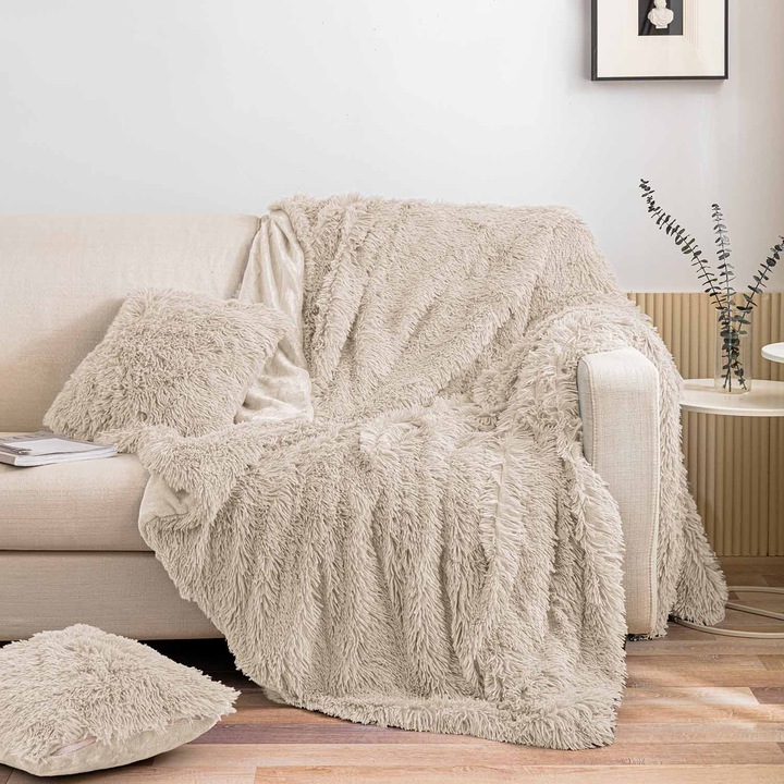 Patura YETI, 150x200cm, 100% poliester, bej deschis