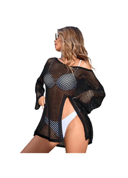 RUIOMII Beach Cover-Up, szexi kivágás, fekete, egy méret