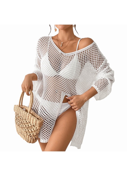 RUIOMII strandhálós blúz, fehér, One Size